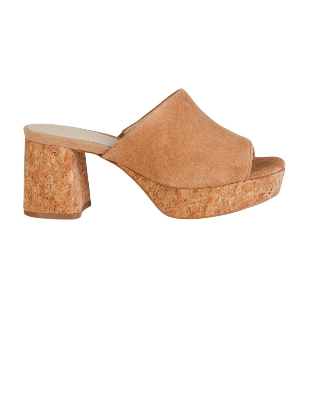 NWOT Cortado Nude Suede Cork Block Heel Mule in Clay